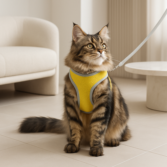 Harnais maine coon gilet jaune
