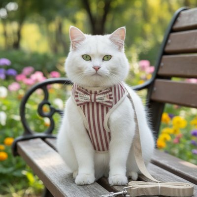 Harnais pour chat anti evasion chic et sécurisé avec nœud papillon rose
