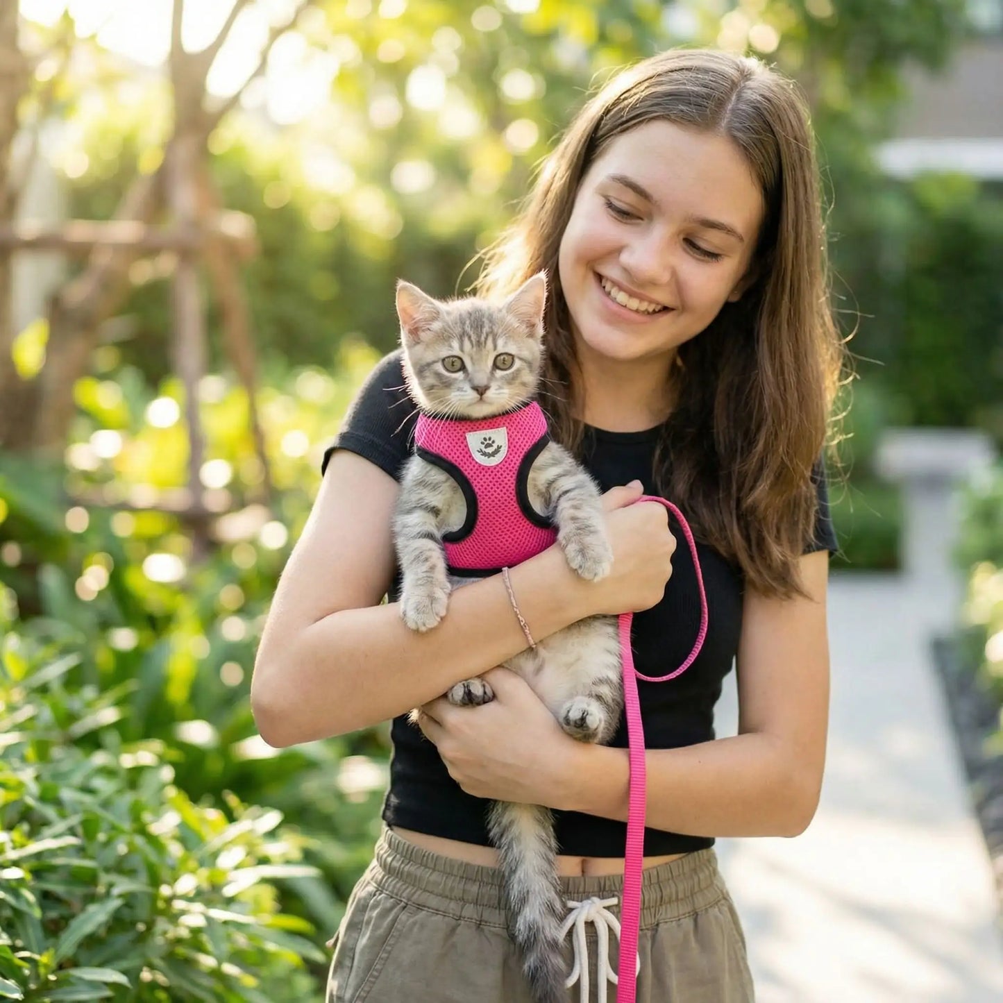 Harnais pour chaton 3 mois gilet rose