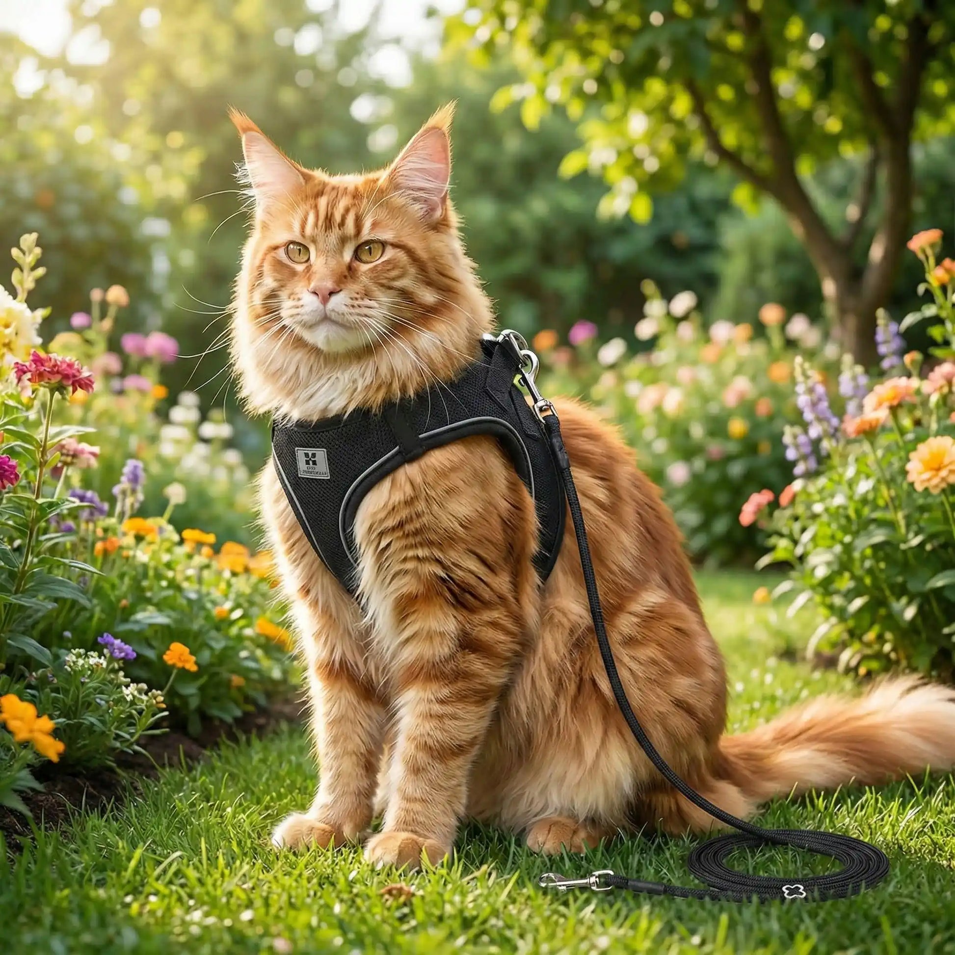 harnais pour maine coon noir anti-fugue
