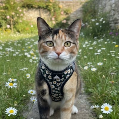 Harnais securite chat gilet fleuri anti-évasion