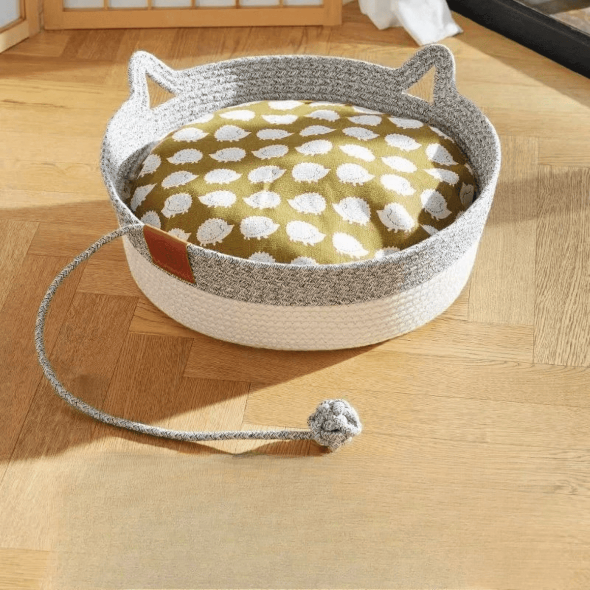Panier chat en osier artisanal en rotin naturel, 3 tailles disponibles