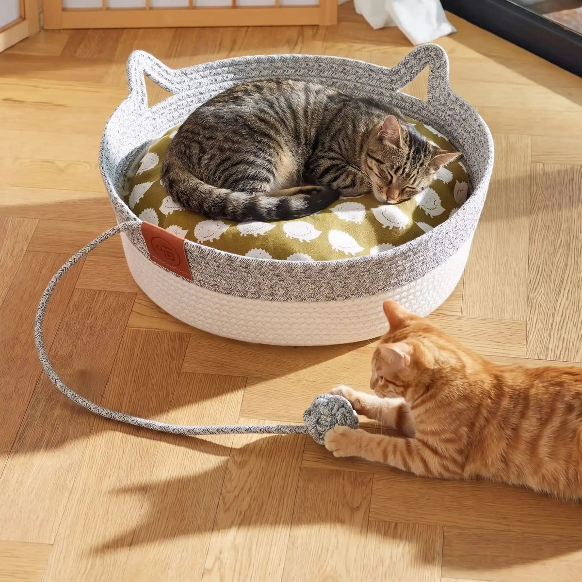 Panier chat en osier artisanal en rotin naturel, 3 tailles disponibles