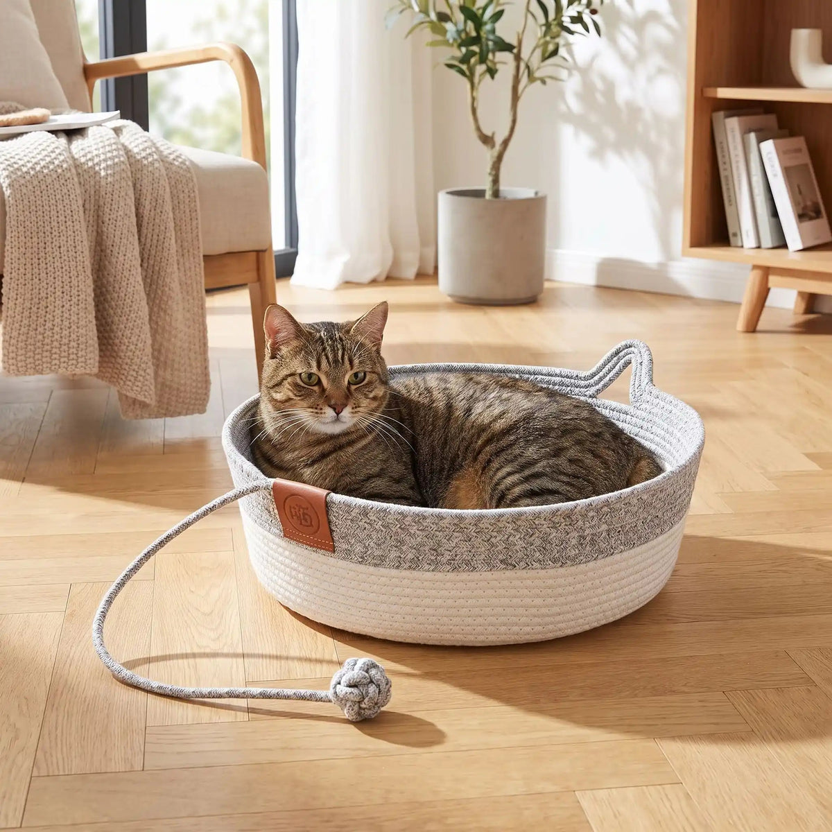 PANIER CHAT OSIER | ROTIN NATUREL chat qui dort - Leschamour