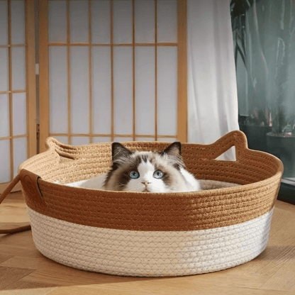 PANIER CHAT OSIER | ROTIN TISSÉ MAIN - Leschamour