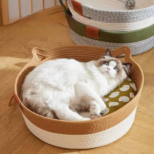 panier chat osier rotin