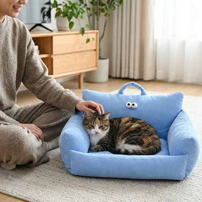 Panier original pour chat bleu