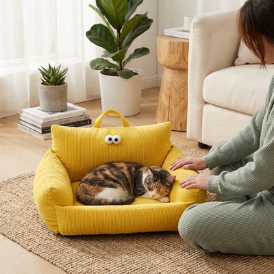 Panier original pour chat jaune