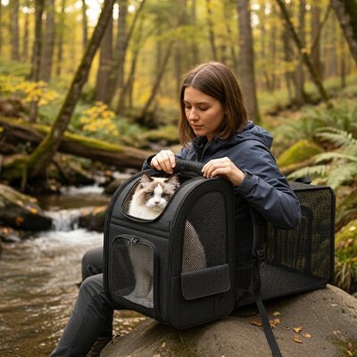 Sac a dos chat extensible noir