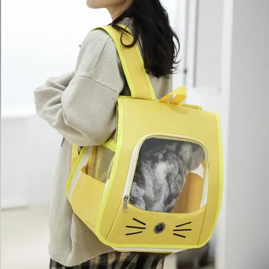 SAC A DOS CHAT - RESPIRANT ET PLIABLE  jaune - Leschamour