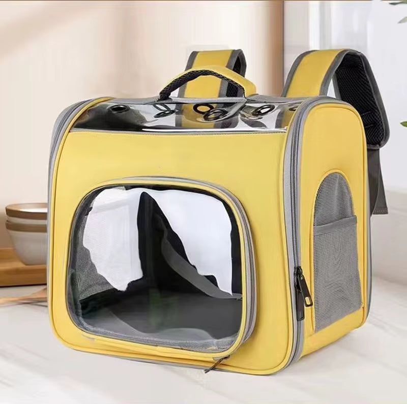 sac à dos de transport chat voyage jaune