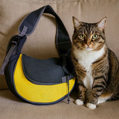 Sac à dos pour transport chat bandoulière ergonomique