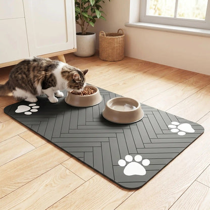 TAPIS GAMELLE CHAT | ABSORBANT ET ANTIDÉRAPANT - Leschamour