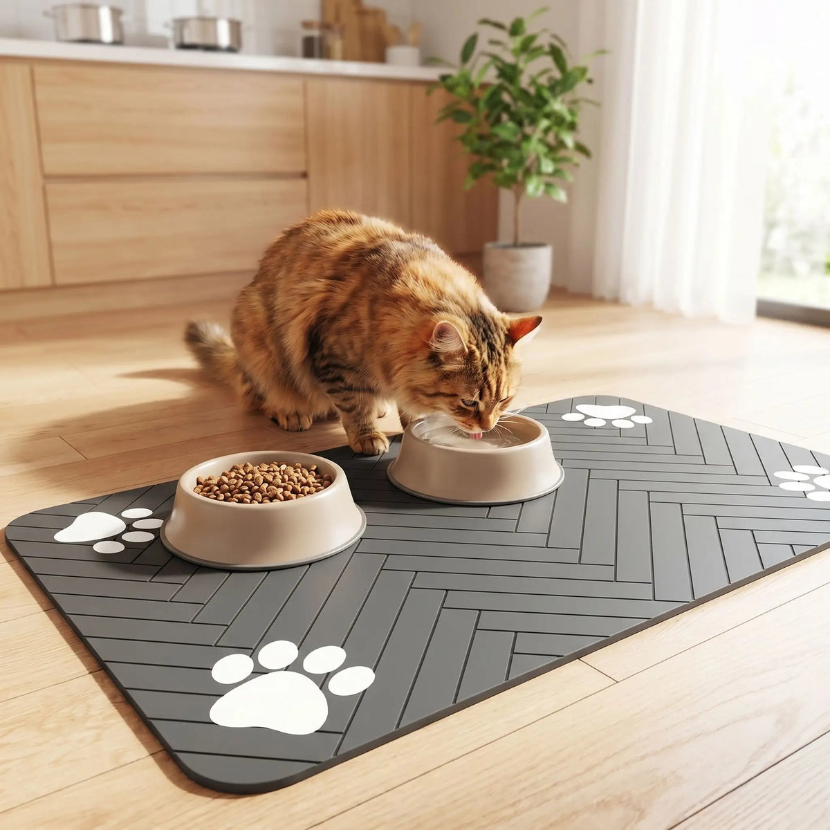 TAPIS GAMELLE CHAT | ABSORBANT ET ANTIDÉRAPANT - Leschamour