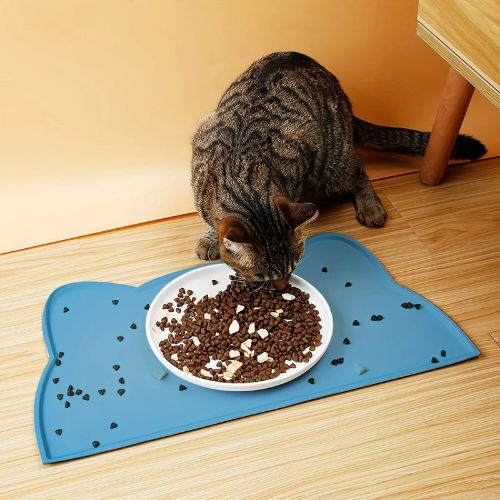 TAPIS GAMELLE CHAT | IMPERMÉABLE ET ANTIDÉRAPANT EN SILICONE - Leschamour