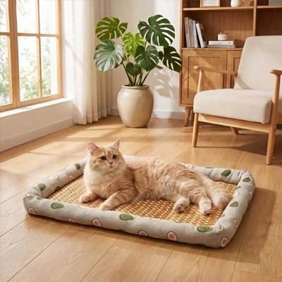 Tapis rafraichissant Chat rotin