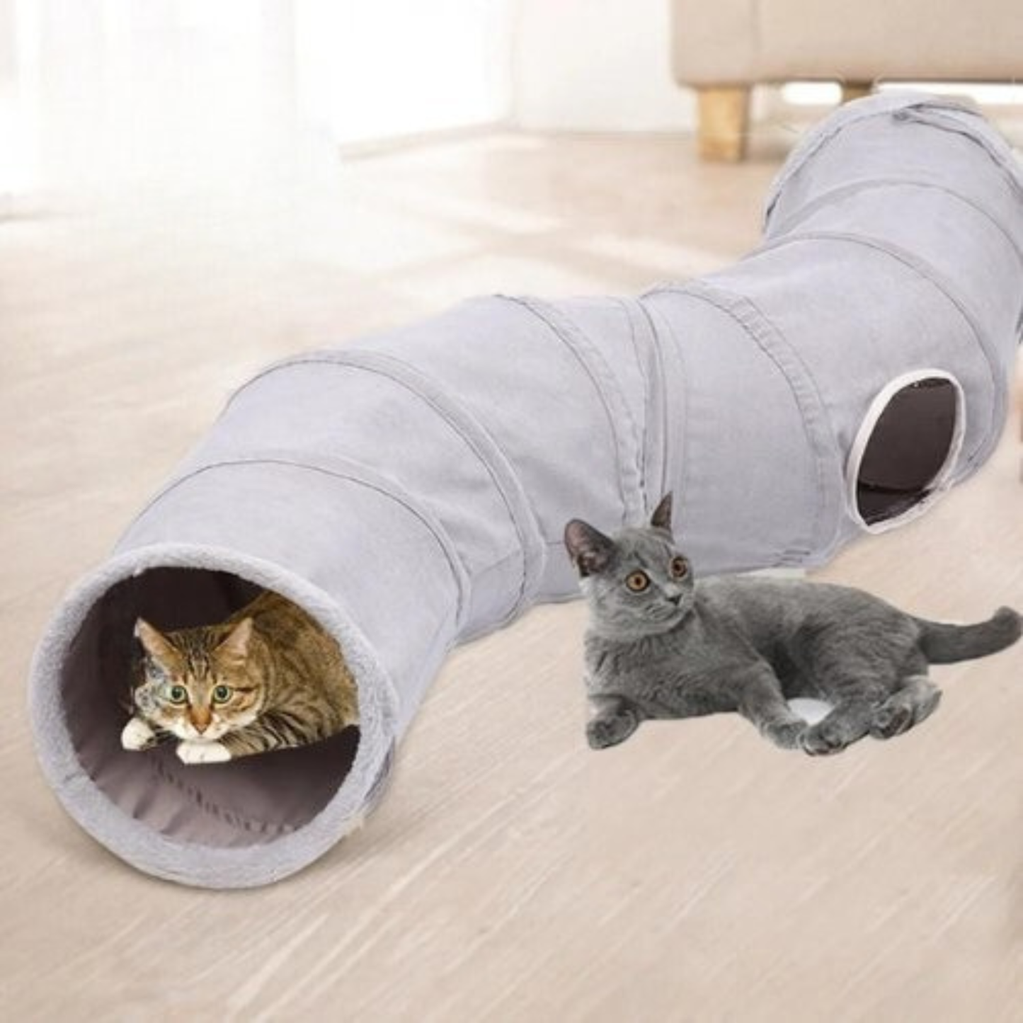 tunnel pour chat jouet gris